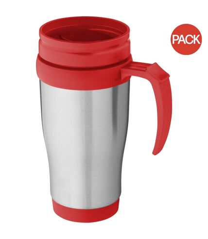 Bullet Sanibel Insulated Mug (Pack of 2) (Silver/Red) (12 x 18 x 8 cm) - UTPF2463