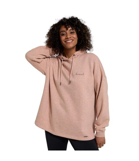 Womens/ladies Amber Organic Relaxed Fit Hoodie Light Pink Animal