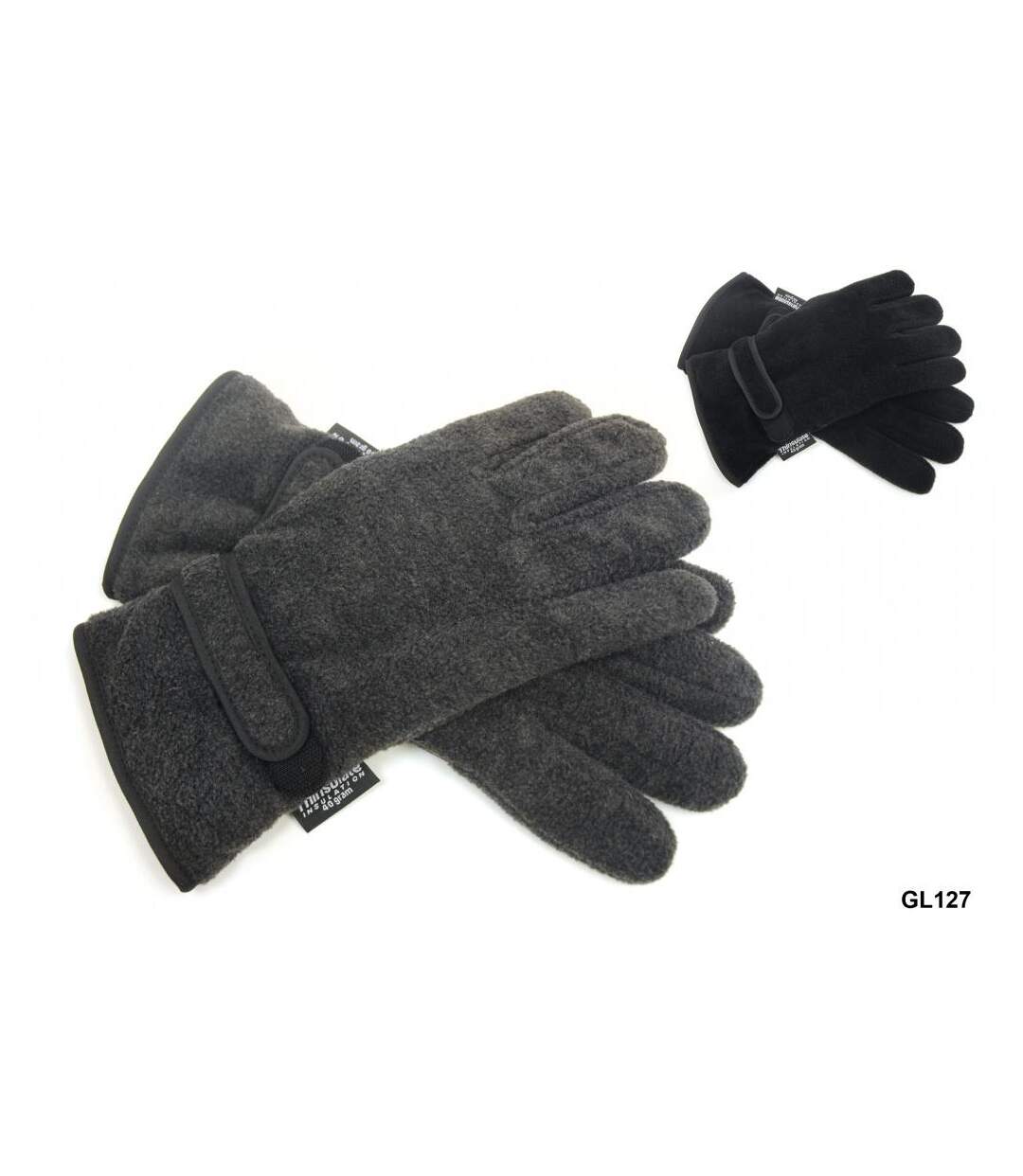 Mens fleece gloves black RJM-1