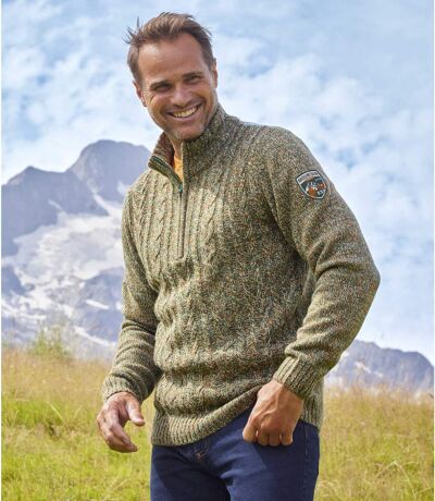 Men's Mottled Green Sweater 