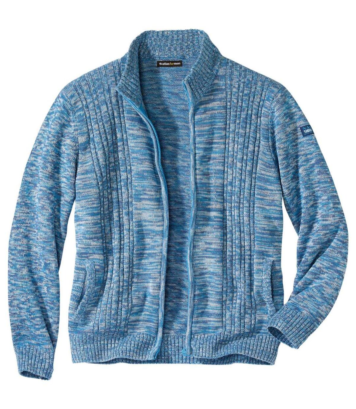 Pletený melírovaný sveter na zips Atlas For Men