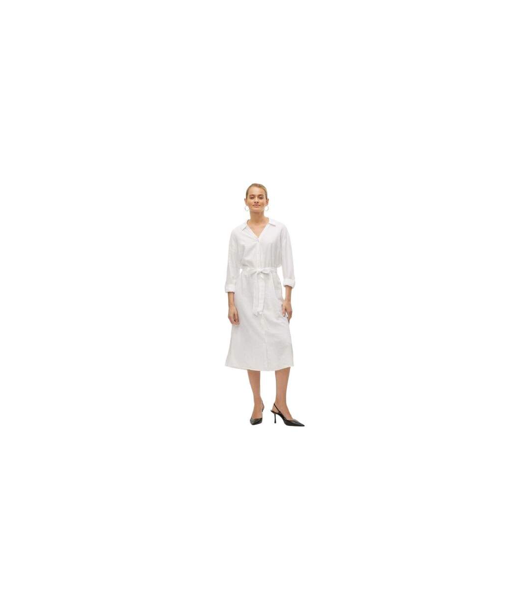 Robe Chemisier Mi-longue Linn Femme Blanc Neige Vero Moda-1