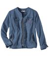 Women's Blue Embroidered Denim Jacket  Atlas For Men