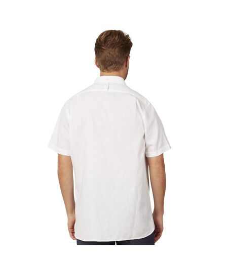 Mens Classic Linen Short-sleeved Shirt White Raging Bull