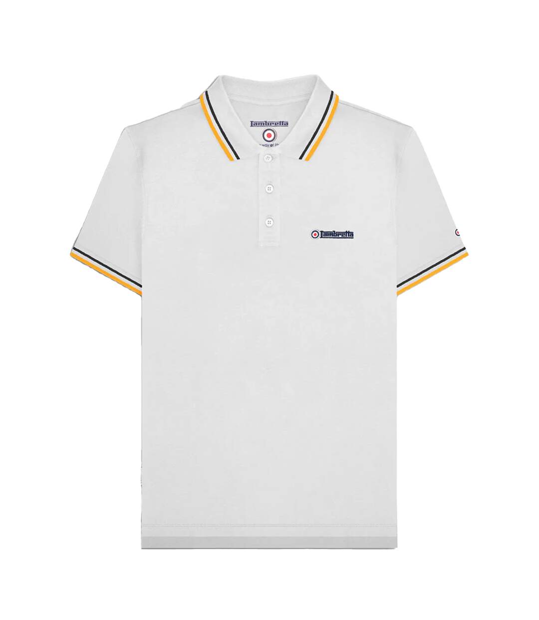 Mens Ss25 Twin Tip Polo Shirt White Black Lambretta-2