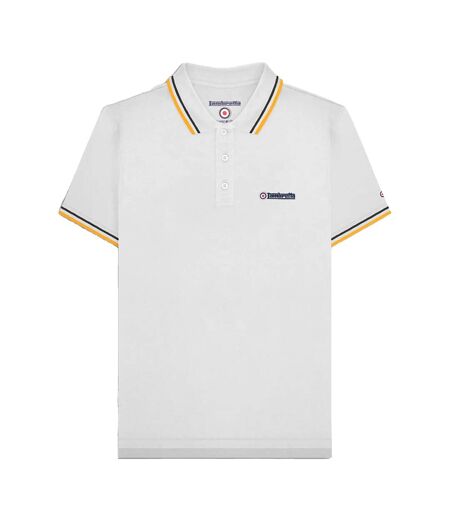 Mens Ss25 Twin Tip Polo Shirt White Black Lambretta