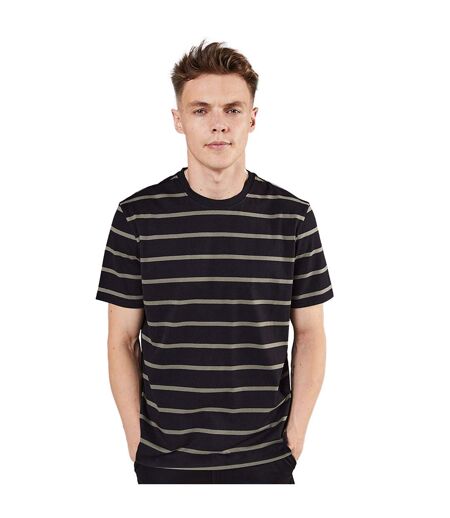 Front Row Unisex Adult Striped T-Shirt (Black/Khaki) - UTPC4776