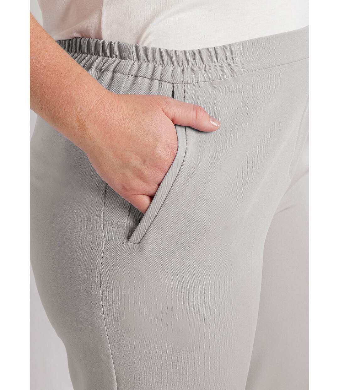 Pantalon droit taille semi-élastiquée-4