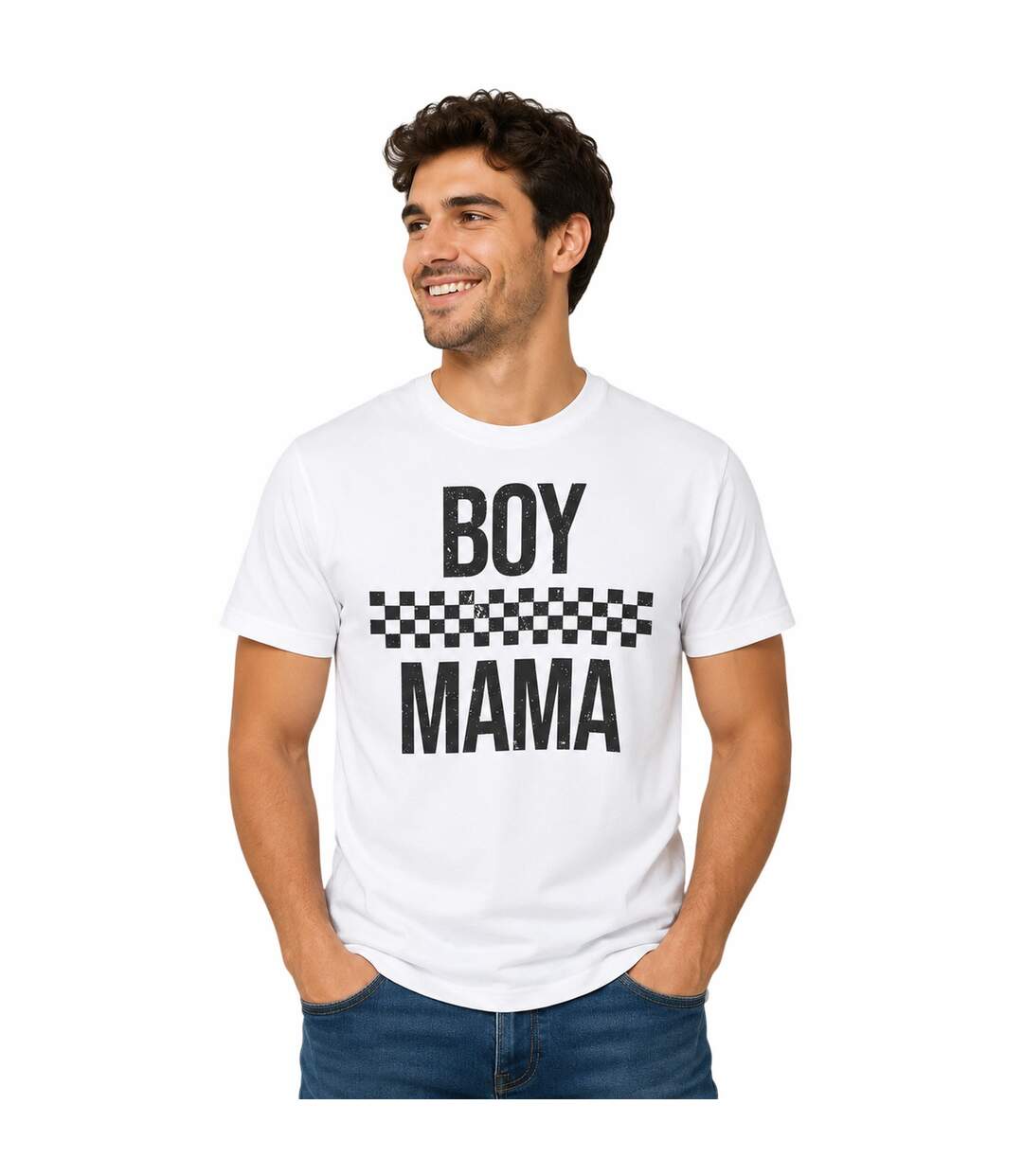 T-shirt Fête Des Mères Motif/style À Carreaux Femme Blanc AWD-3