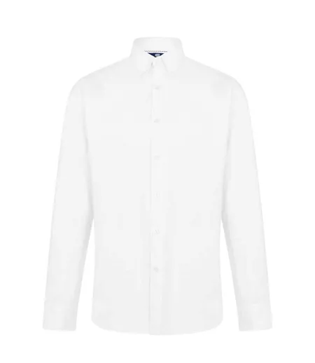 Mens Oxford Tailored Long-sleeved Button-down Shirt White Haines And Bonner