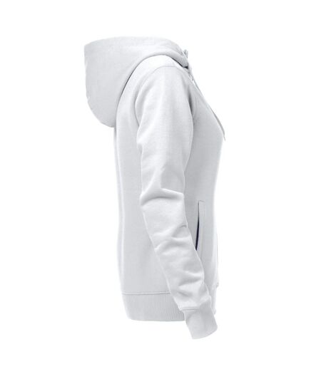 Womens/ladies Overhead Full Zip Hoodie White Printer