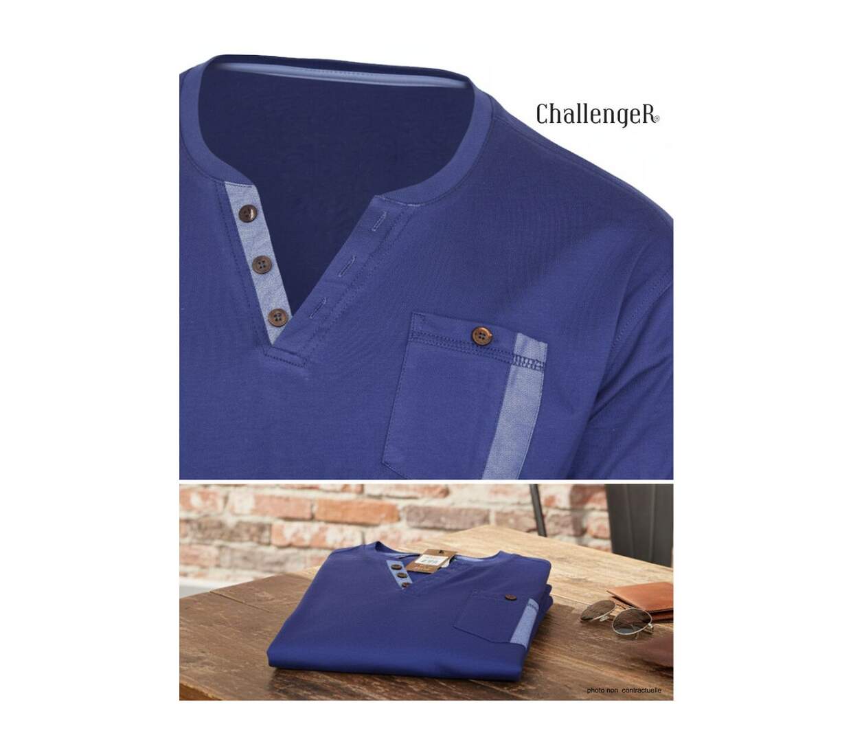 Tee-shirt Col Boutonné Sierra2 Challenger avec Finitions Chambray-2