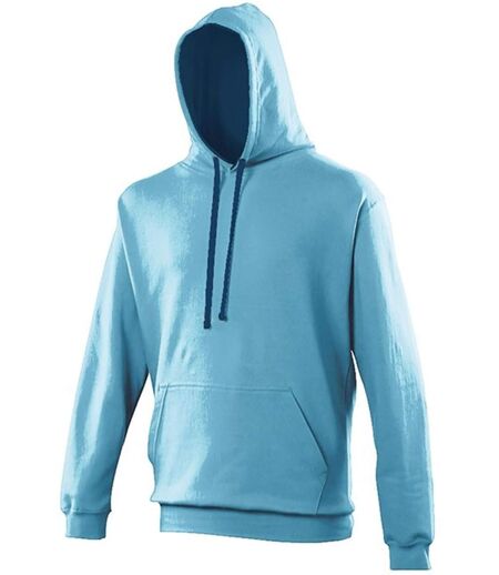 Sweat à capuche contrastée unisexe - JH003 - bleu clair et bleu marine