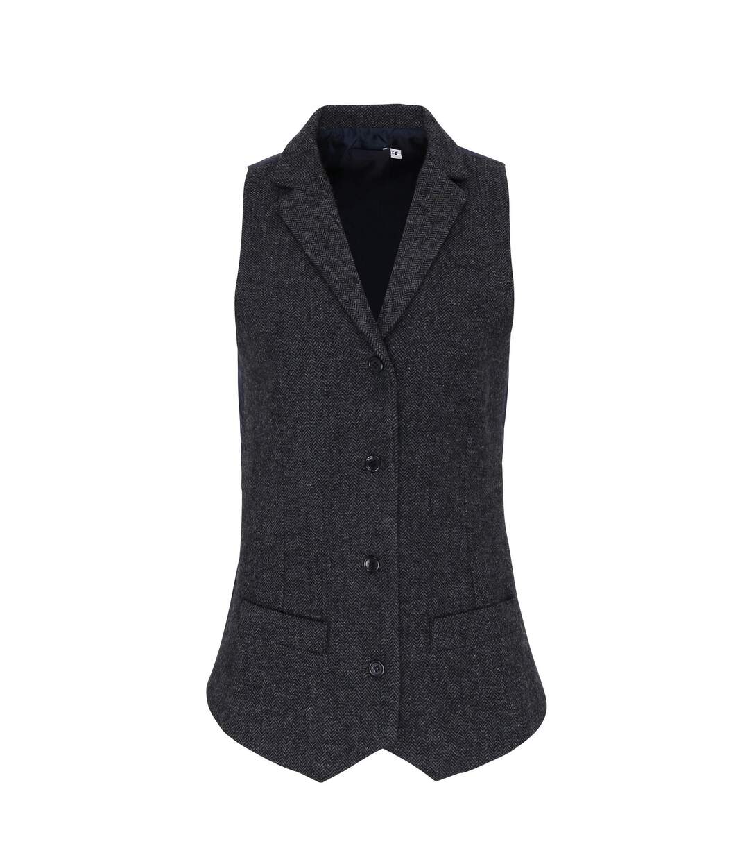 Premier Womens/Ladies Herringbone Waistcoat (Dark Grey) - UTRW6601