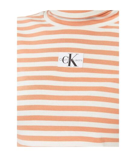 Sweat Motif/style Rayé Femme Beige Orange Calvin Klein