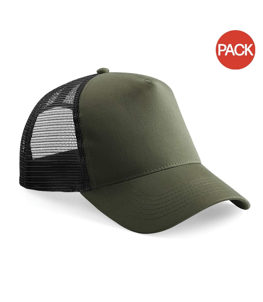 Beechfield Mens Half Mesh Trucker Cap/Headwear (Pack of 2) (Olive Green/Black)