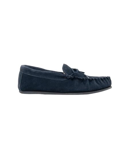 Lily chaussons style mocassins femme bleu marine Mokkers