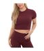 Womens/ladies Seamless Short-sleeved Crop Top Burgundy I Saw It First-2