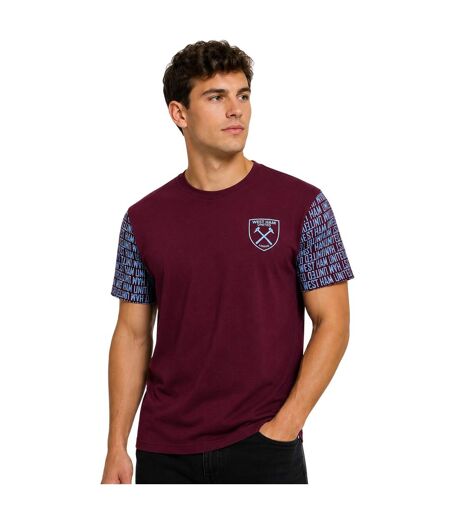 Mens West Ham United Fc T-shirt Claret Blue Source Lab