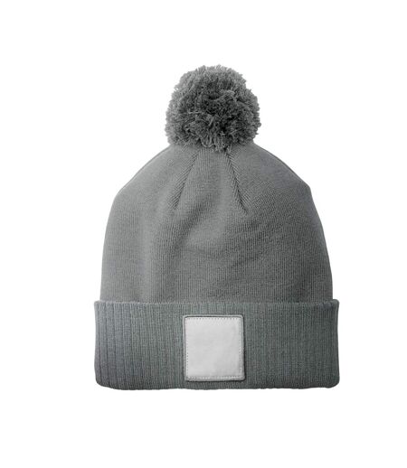 Unisex adult pom pom beanie ash/white Beechfield