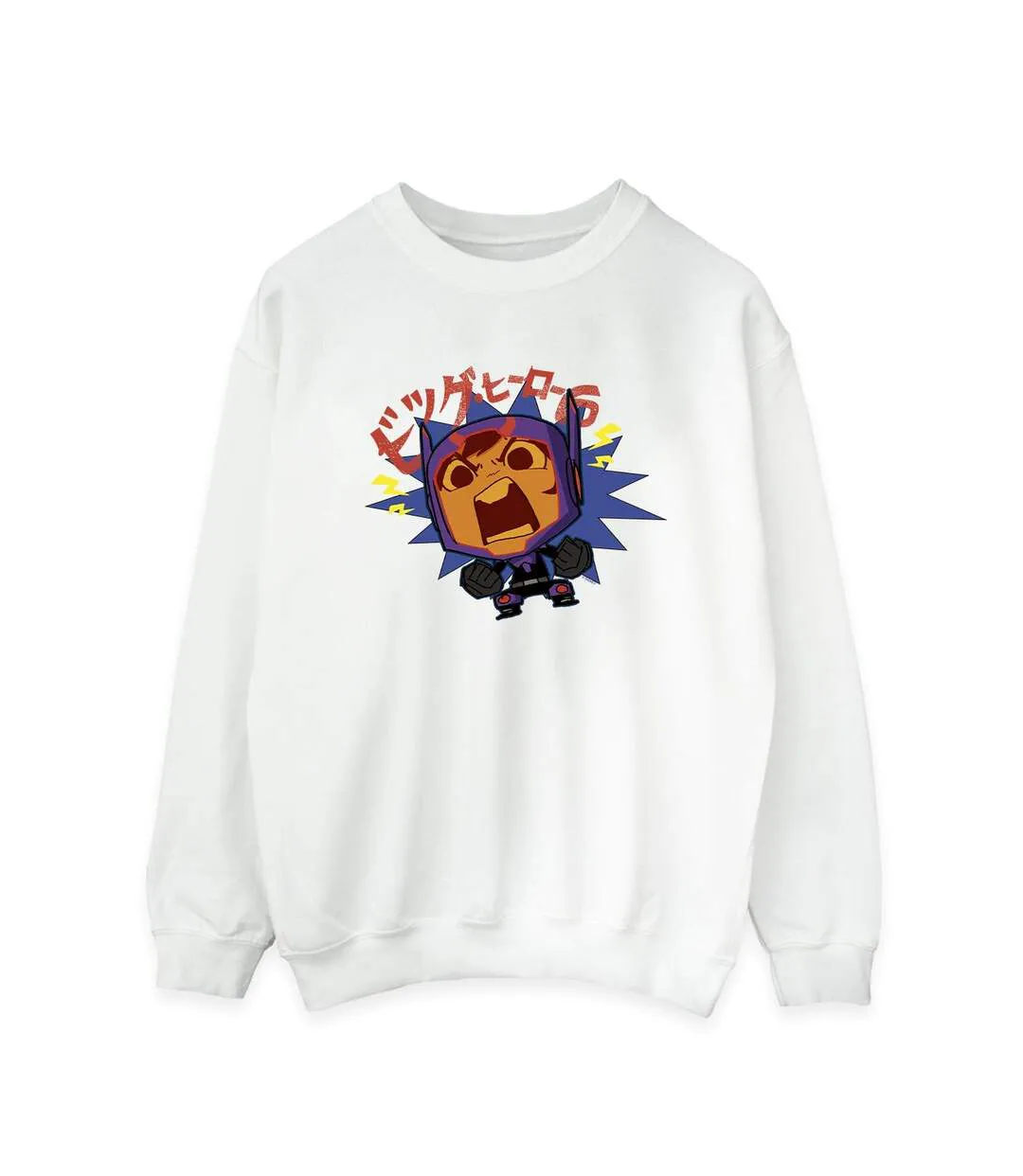 Disney Sweatshirt Big Hero 6 Baymax Hiro Angry Manga Femme/Femme (Blanc) - UTBI11724-1