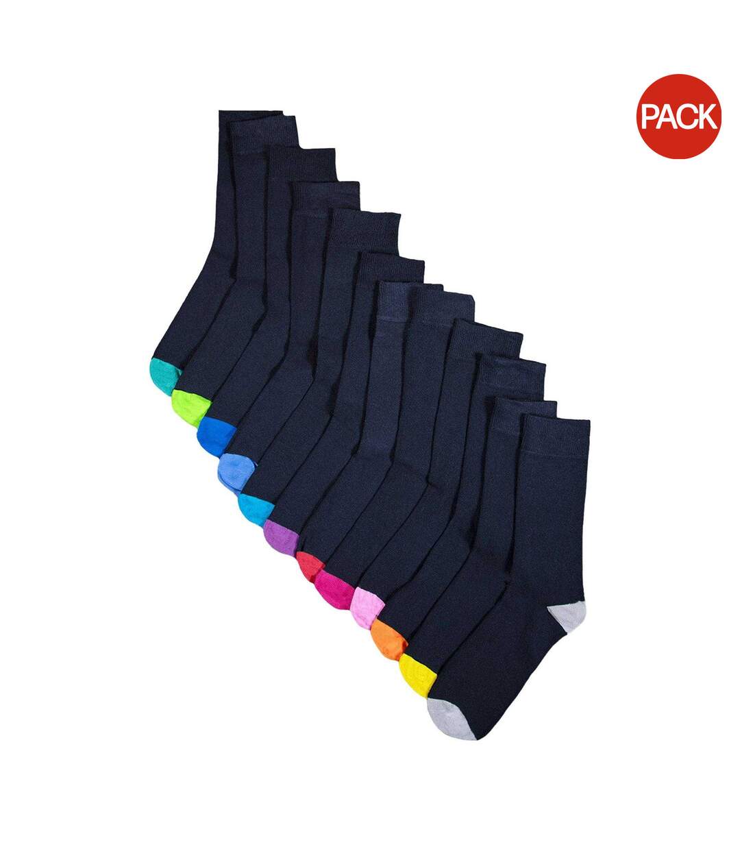 Pack Of 12  Mens Coloured Socks  Black Multicoloured Soxy-1