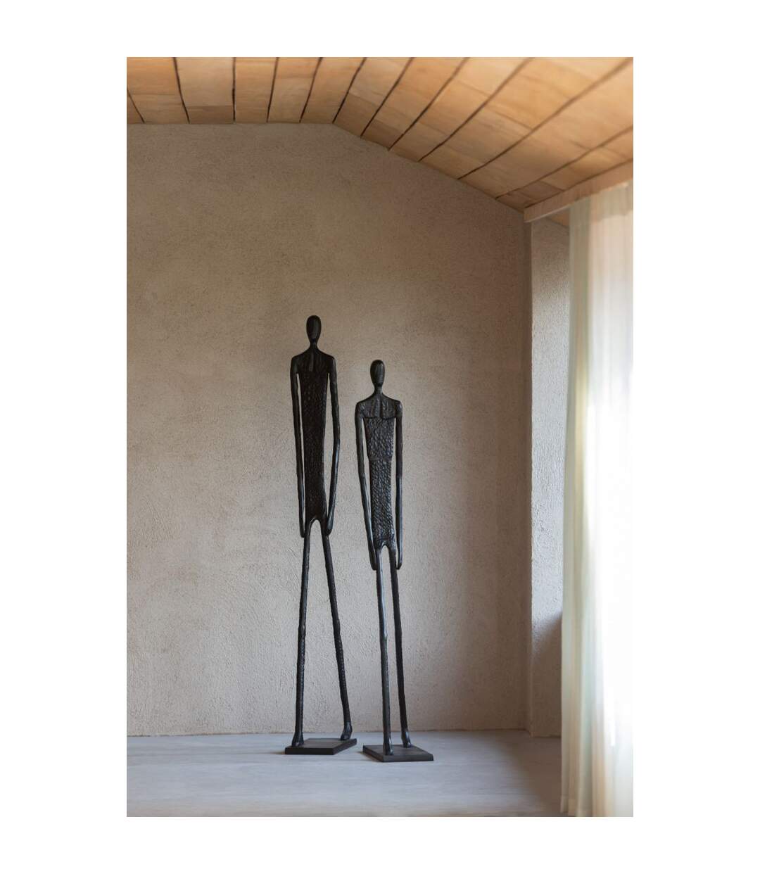 Lot de 2 Statues en Métal Marche 150cm Noir-4