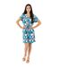 Robe courte manches courtes col V SERENA  motif exotique Coton Du Monde