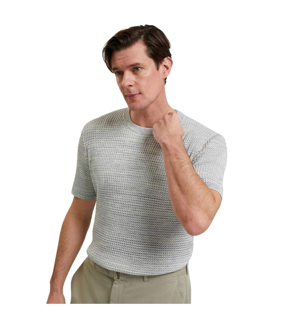T-shirt Motif/style Texturé Homme Blanc Bleu Ted Baker-4
