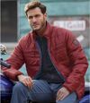 Men's Burgundy Puffer Jacket - Full-Zip - Water-Repellent Atlas For Men