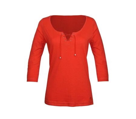 MAYFLOWER DOUGLAS1 - Tee-shirt manches 3/4 en maille flammée avec col à lacets