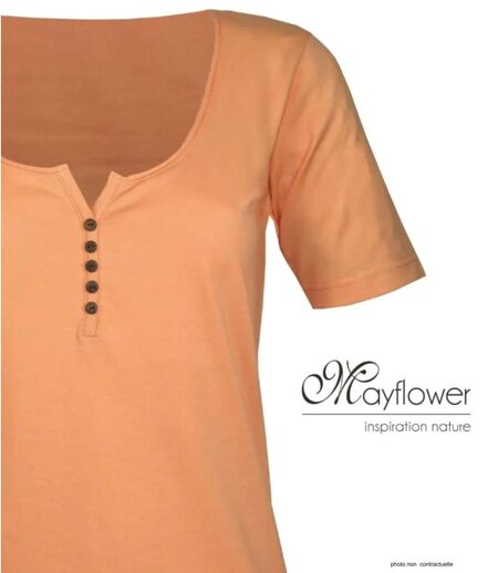 Tee-shirt MAYFLOWER DETROIT1 en coton bio : douceur et style col boutonné orange