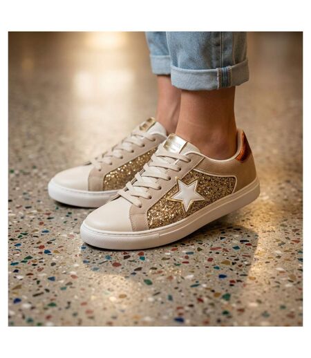 OZABI Sneakers Glitter Étoile Femme Plateforme Argent Or 36-41