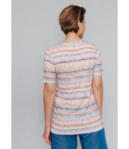 T-shirt imprimé rayures effet dentelle