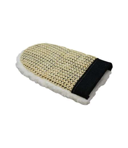 Sisal fleece horse massage mitt one size white/cream/black Roma
