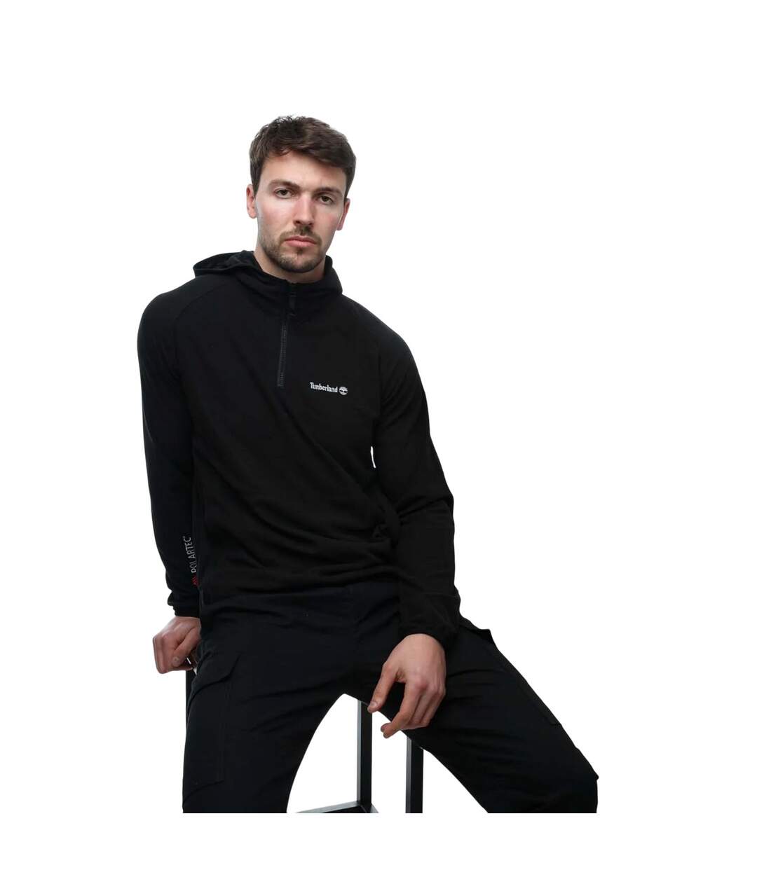 Mens Kearsage Polartech Quarter Zip Fleece Top Black Timberland-4