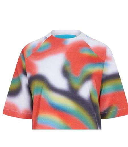 Womens/ladies Abstract Crew Neck T-shirt Multicoloured Diadora