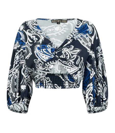 Ensemble Coordonné Vacances Motif/style Cachemire Femme Bleu Blanc Biba