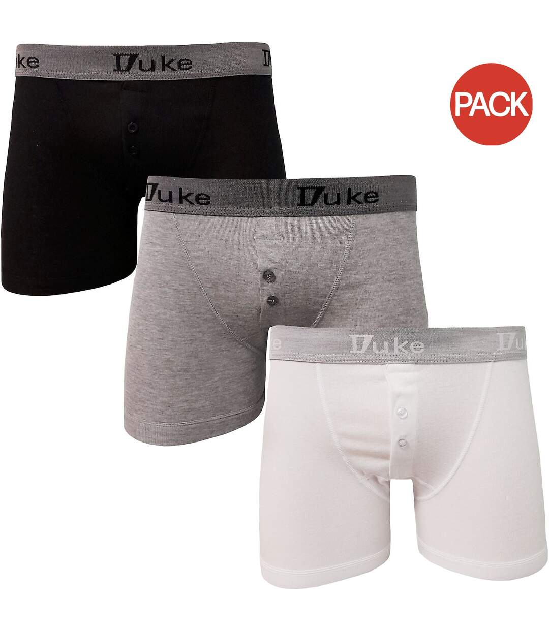 Duke London Mens Driver Boxer Shorts (Pack Of 3) (Black/White/Grey) - UTDC113