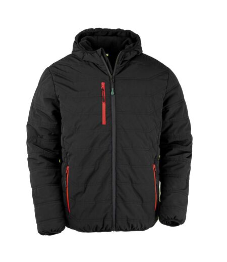 Doudoune Matelassée Compass Homme Noir Rouge Result Genuine Recycled