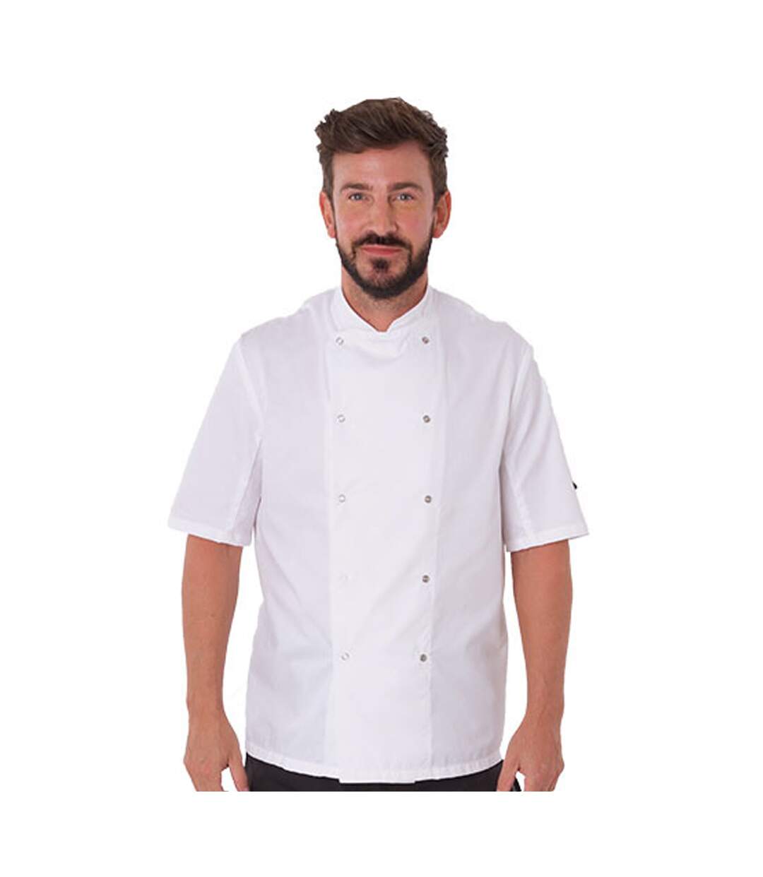 Unisex Adult Snap Short-sleeved Chef Jacket White Dennys-1