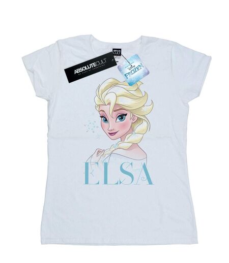 Disney T-shirt en coton Frozen Elsa Snowflake Portrait Womens/Ladies (Blanc) - UTBI21973