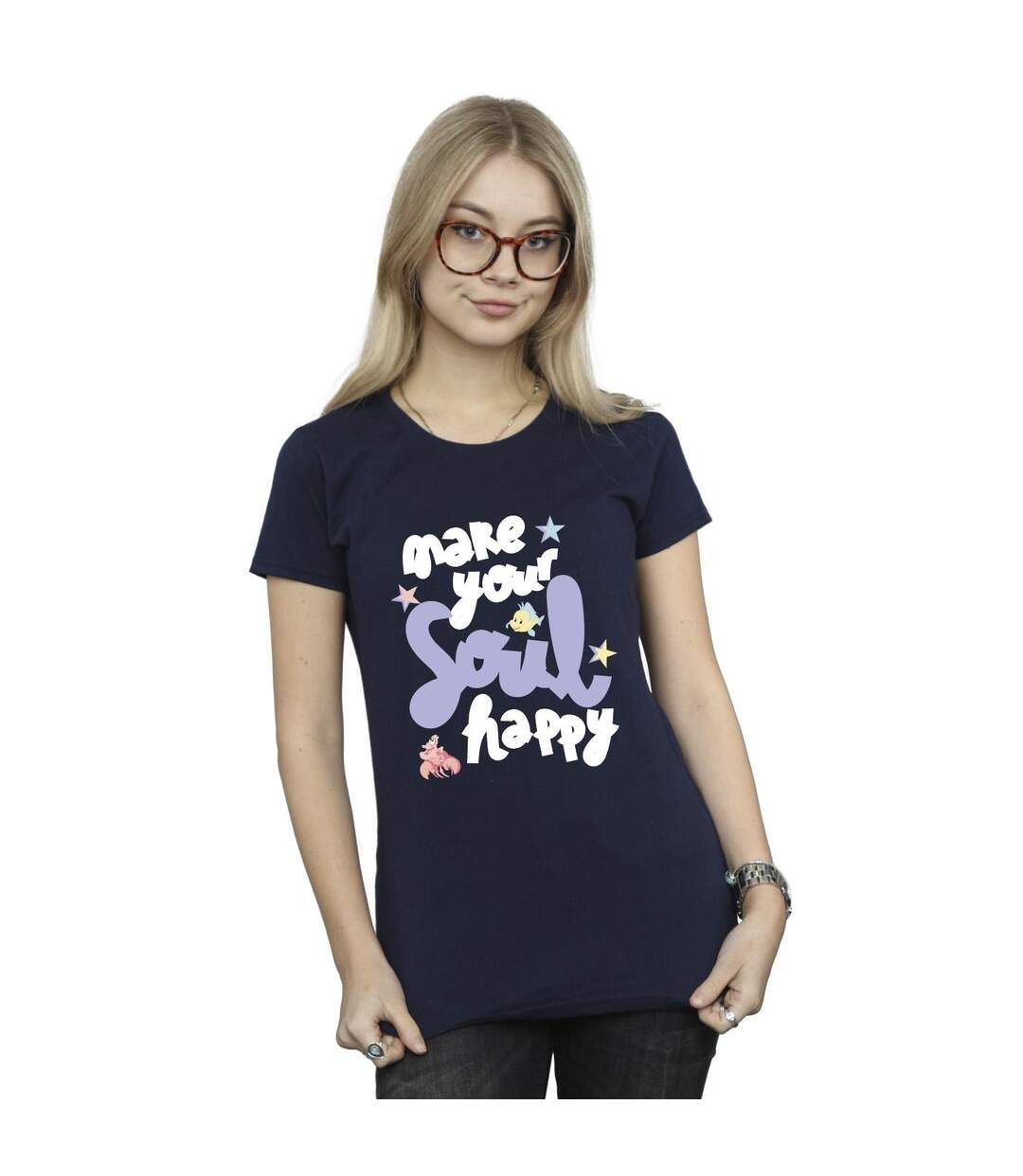 Disney T-shirt coton Happy The Little Mermaid Femme/Ladies (Bleu marine) - UTBI26427-2