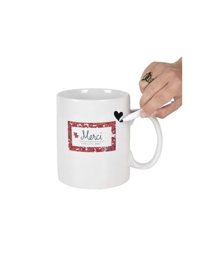 Mug XXL & Stylo Merci 80cl Blanc
