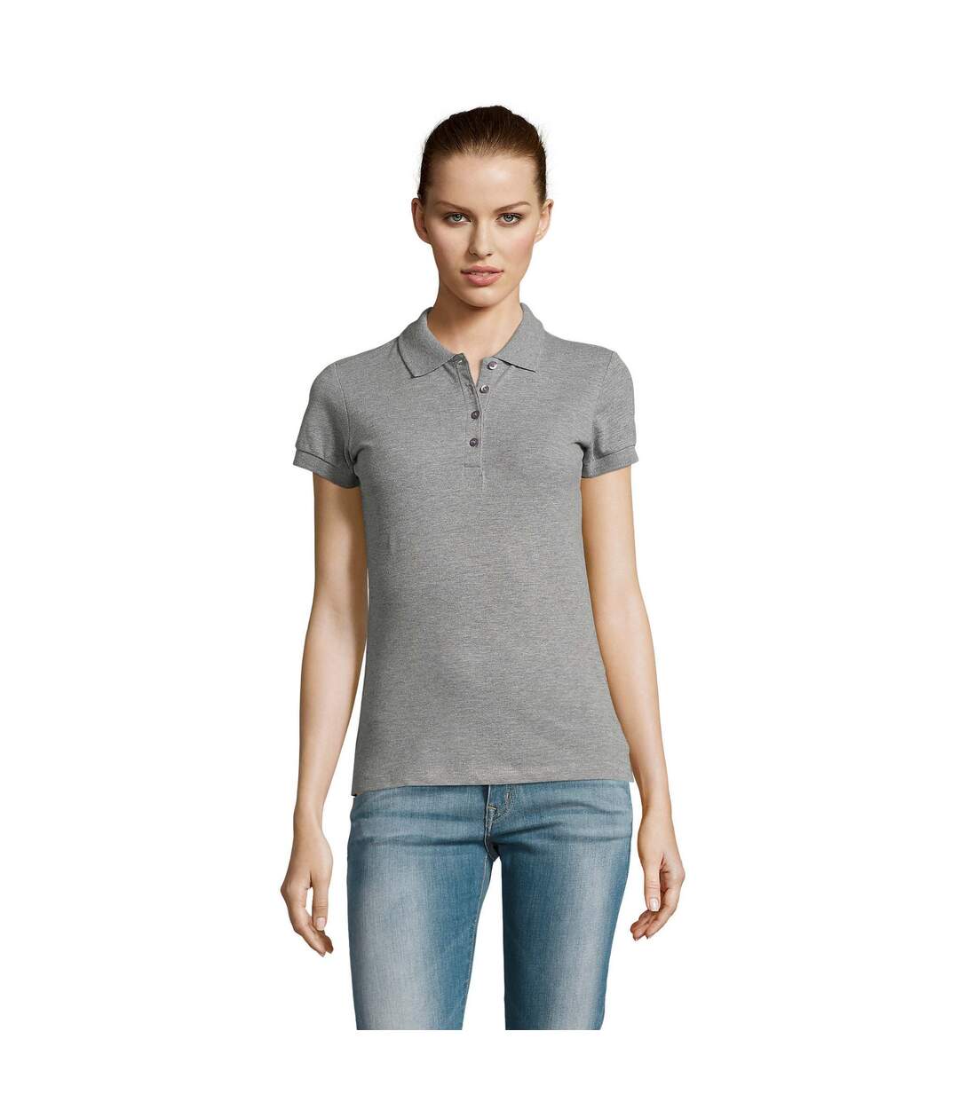 Passion polo 100% coton à manches courtes femme gris marne SOLS