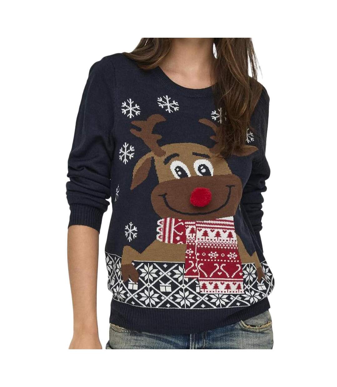 Pull de Noël Marine Femme Only Xmas - M-1