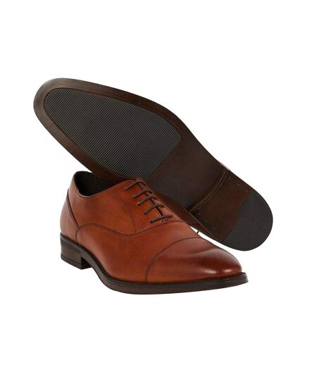 Burton Mens Leather Toe Cap Oxford Shoes (Tan) - UTBW768