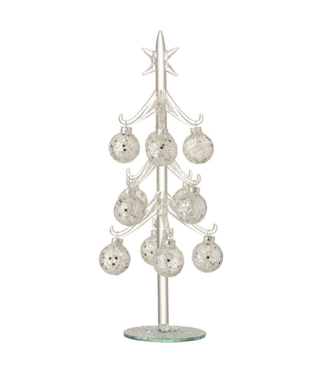 Statuette Déco Sapin & Boules Noël 30cm Argent-1