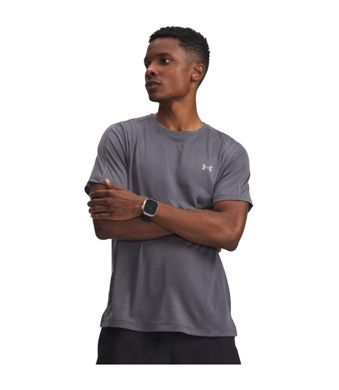 Mens Velociti Reflective T-shirt Castle Rock Grey Under Armour-1