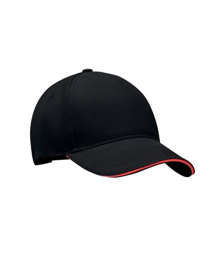 Singa 5 Panel Baseball Cap Black Red MidOcean